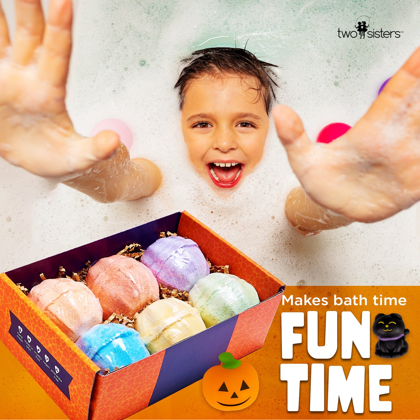 Pumpkin Halloween Surprise Bath Bombs (6 Pack) - Two Sisters Spa