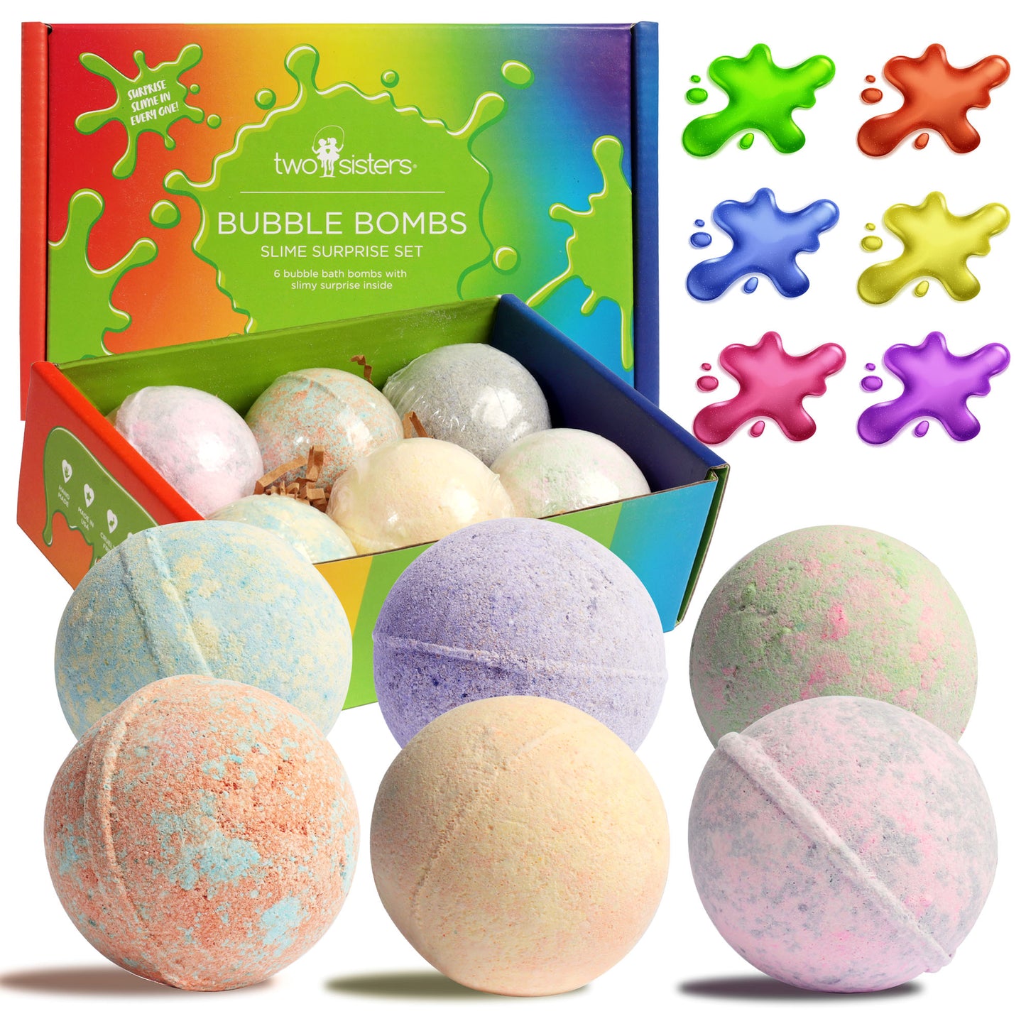 Slime Bath Bombs (6 Pack) - Two Sisters Spa